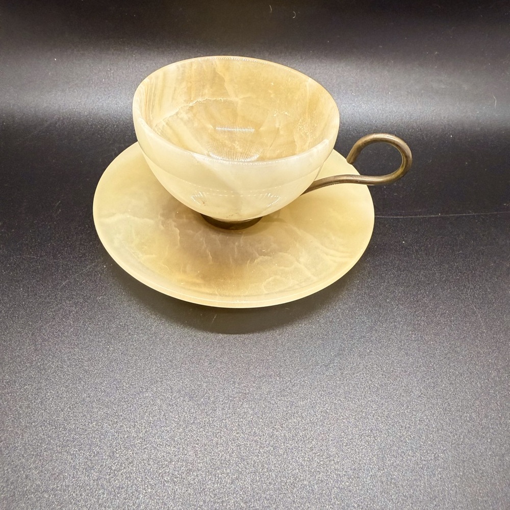 Rare vintage onyx & gold gilt marbled demitasse cup and saucer. Excellent piece!